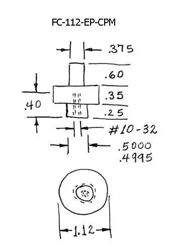 F-112-EP-CPM, Flat with Extended Post - Cylindrical Post Mount